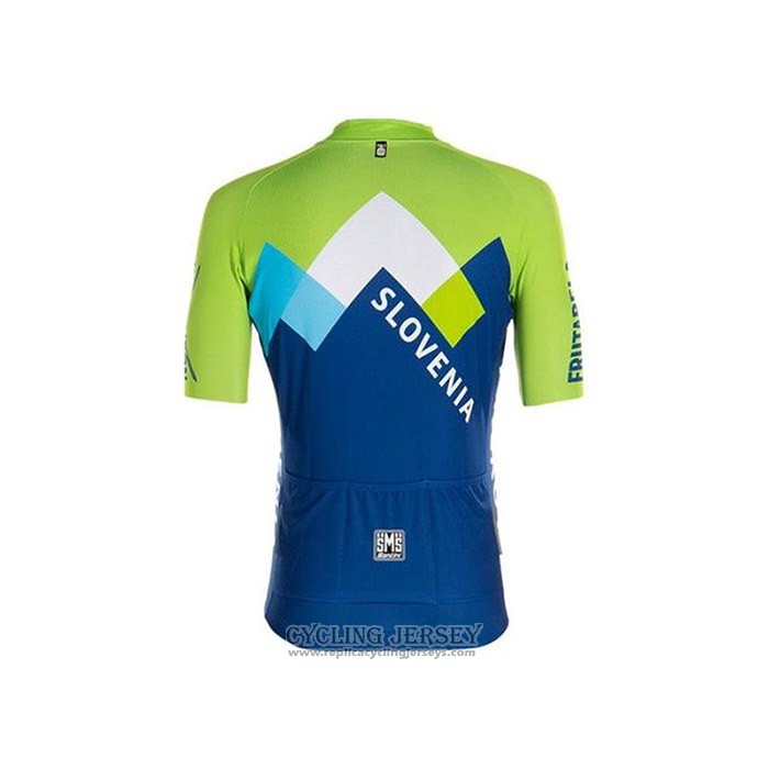 2020 Cycling Jersey Slovenia Green Blue Short Sleeve And Bib Short
